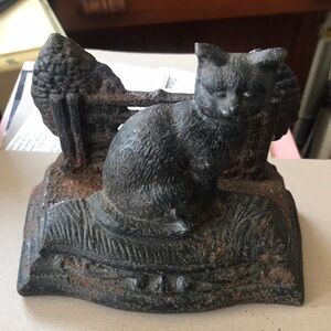 Cast Iron Black Cat Figurine Decorative Accent